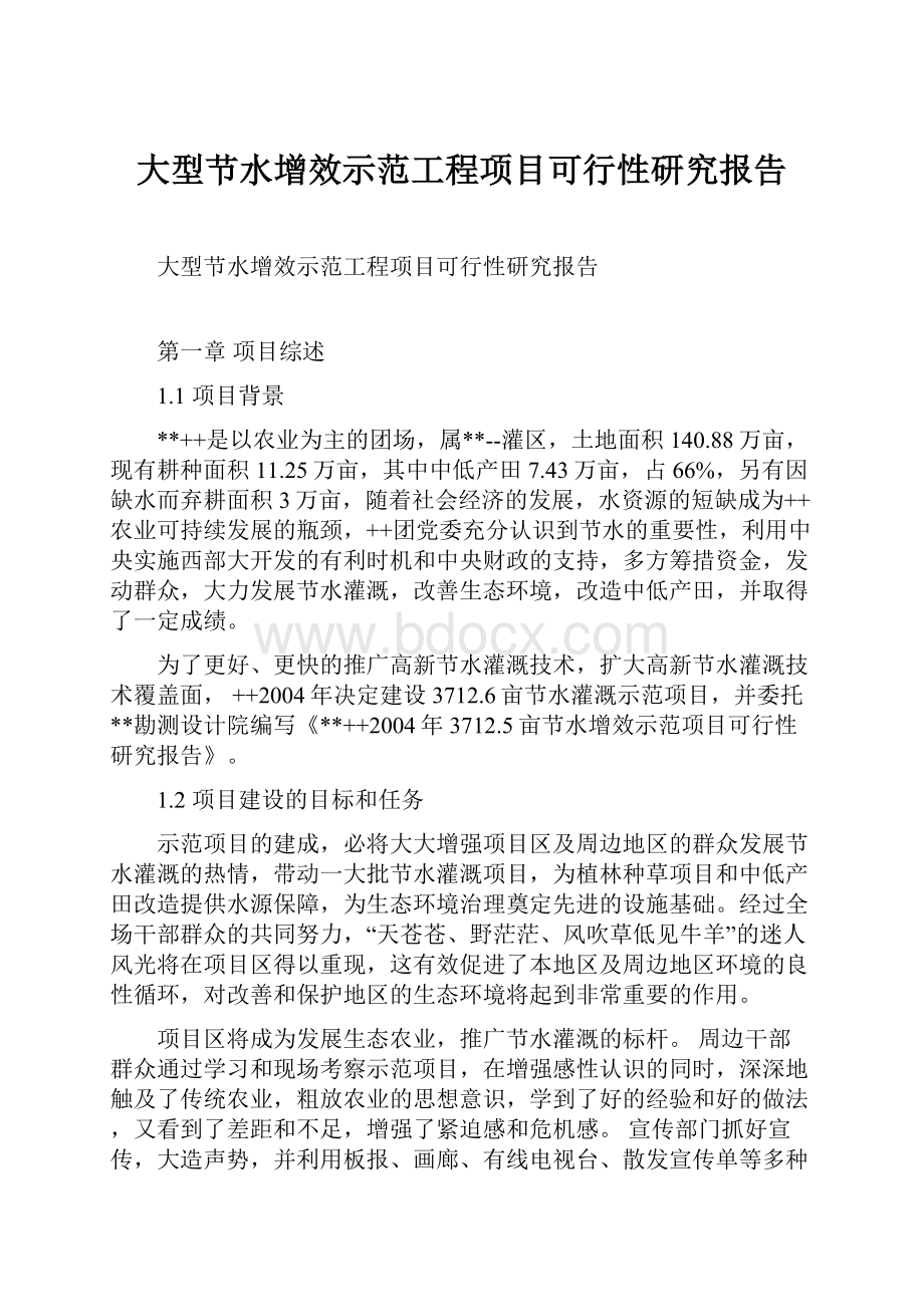 大型节水增效示范工程项目可行性研究报告.docx_第1页