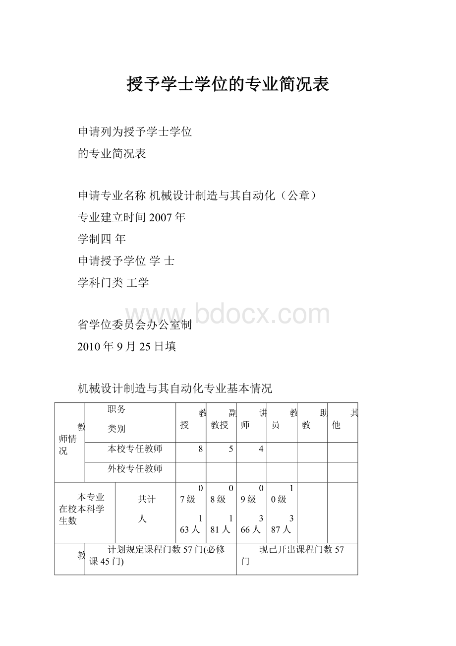 授予学士学位的专业简况表.docx_第1页