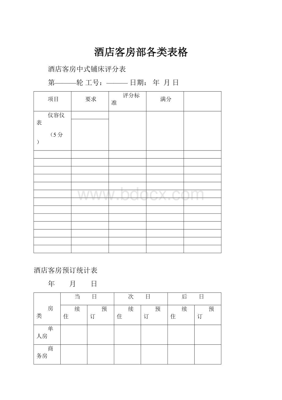 酒店客房部各类表格.docx_第1页