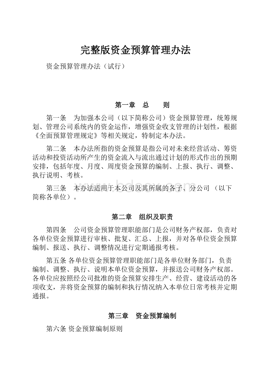 完整版资金预算管理办法.docx