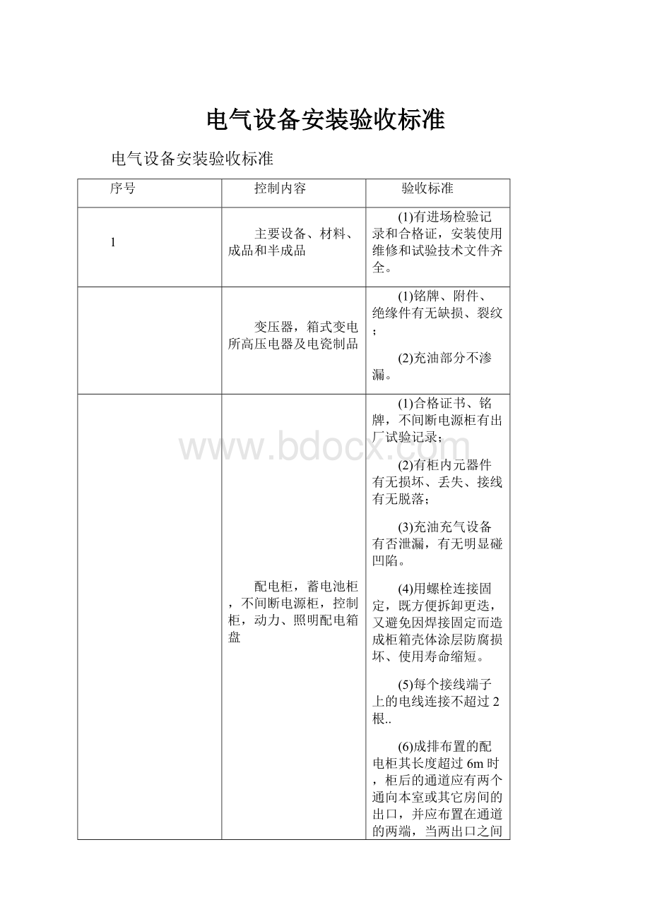 电气设备安装验收标准.docx_第1页