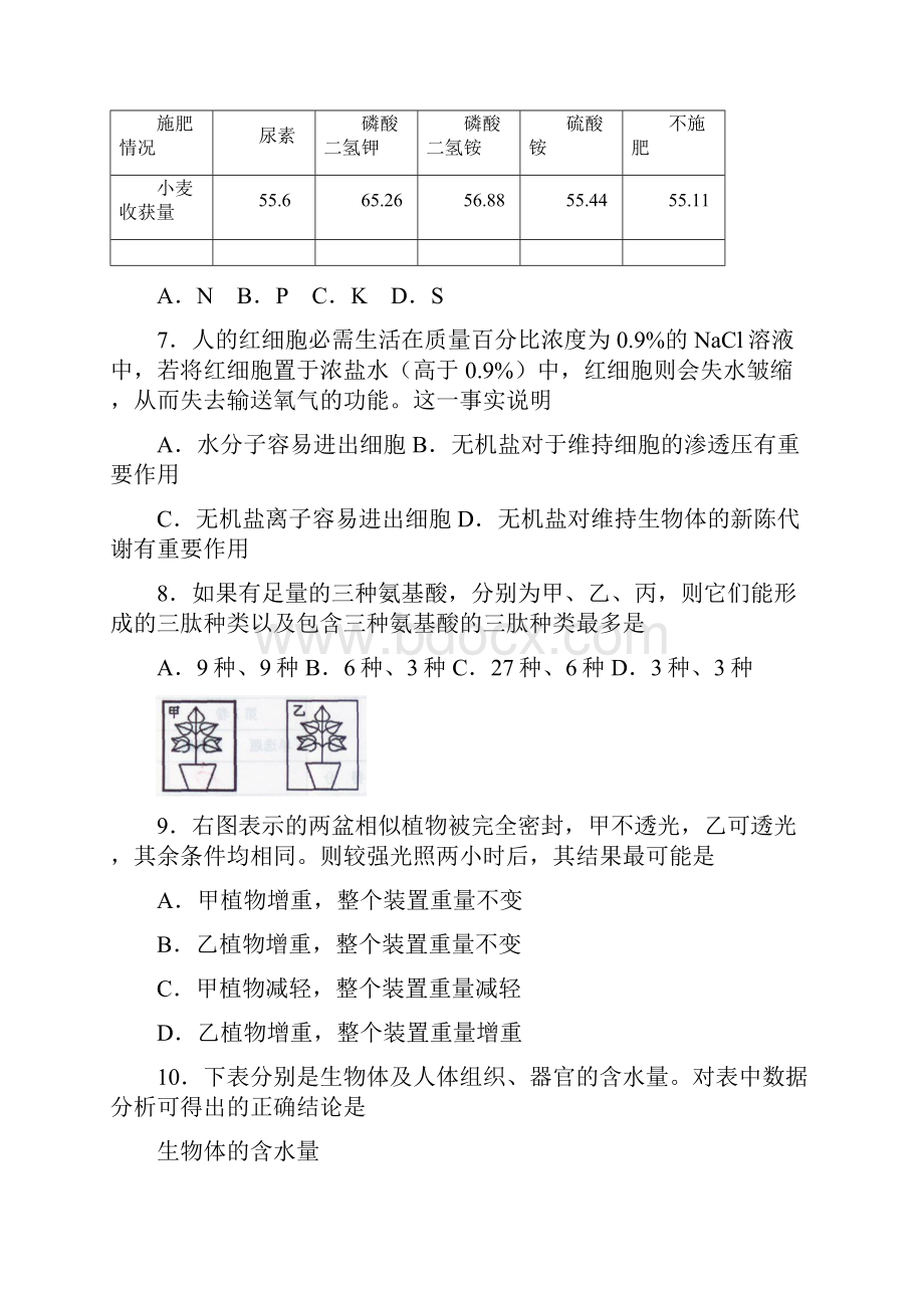 最新湖南省洞口一中高一生物竞赛试题 精品.docx_第3页