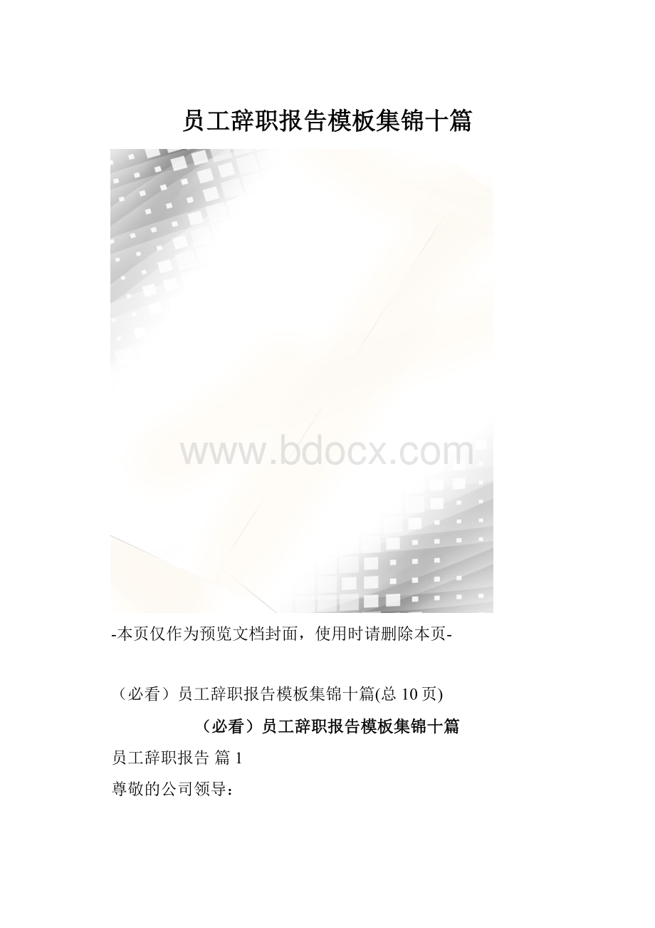 员工辞职报告模板集锦十篇.docx