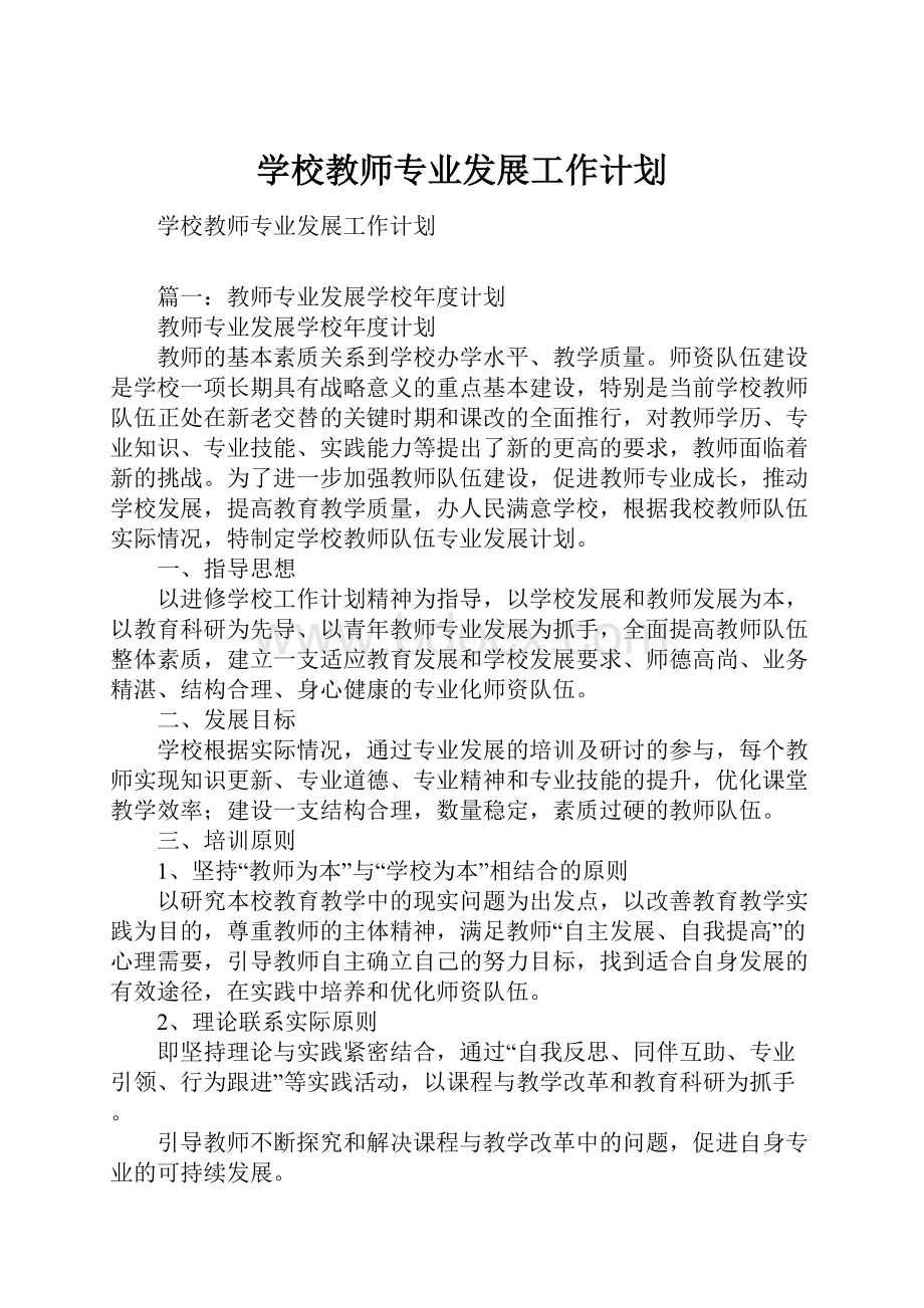 学校教师专业发展工作计划.docx