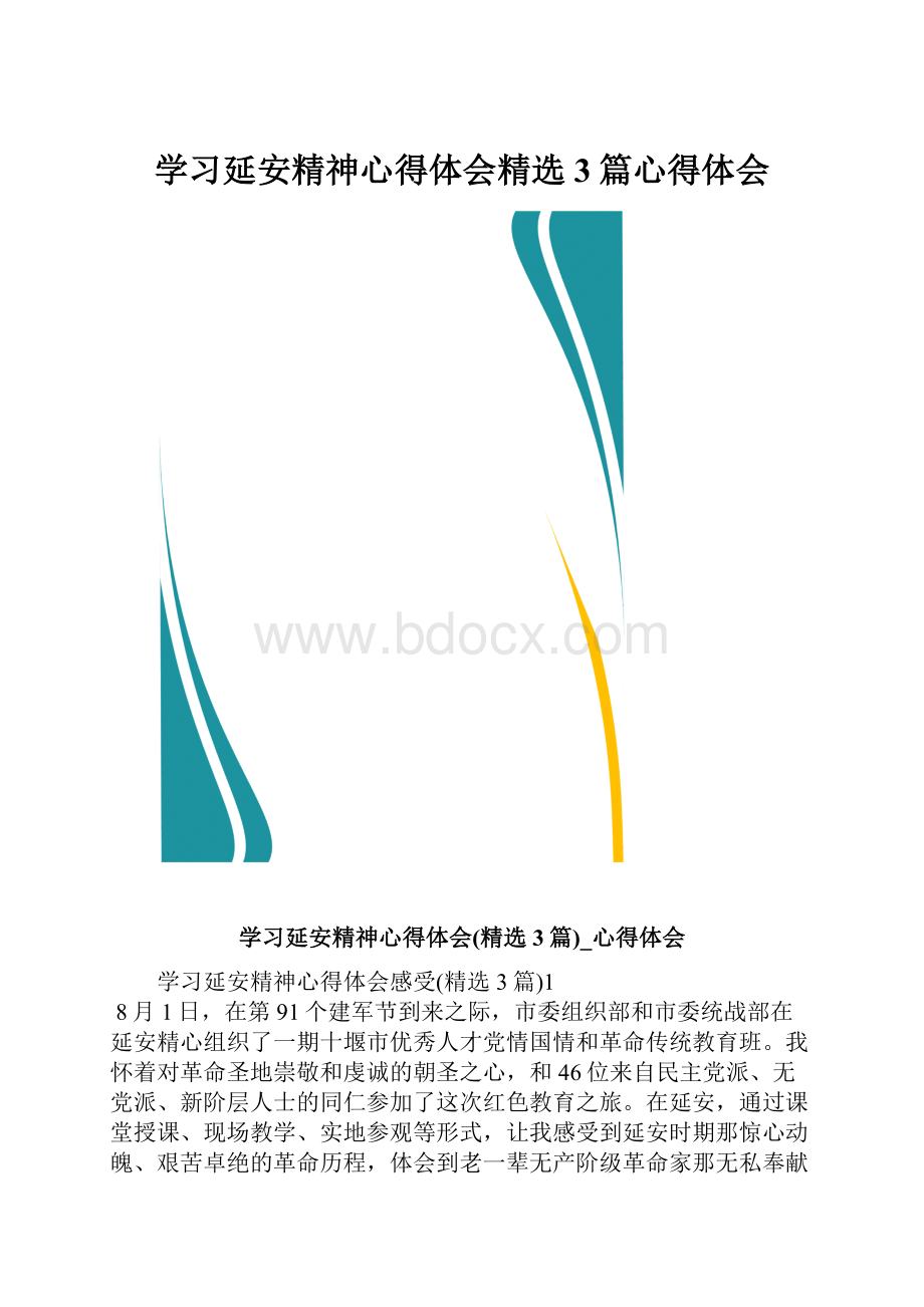 学习延安精神心得体会精选3篇心得体会.docx