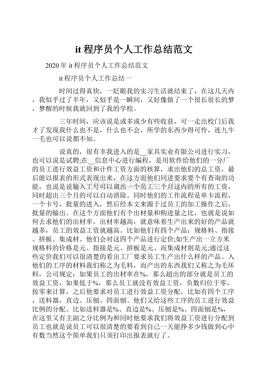 it程序员个人工作总结范文.docx