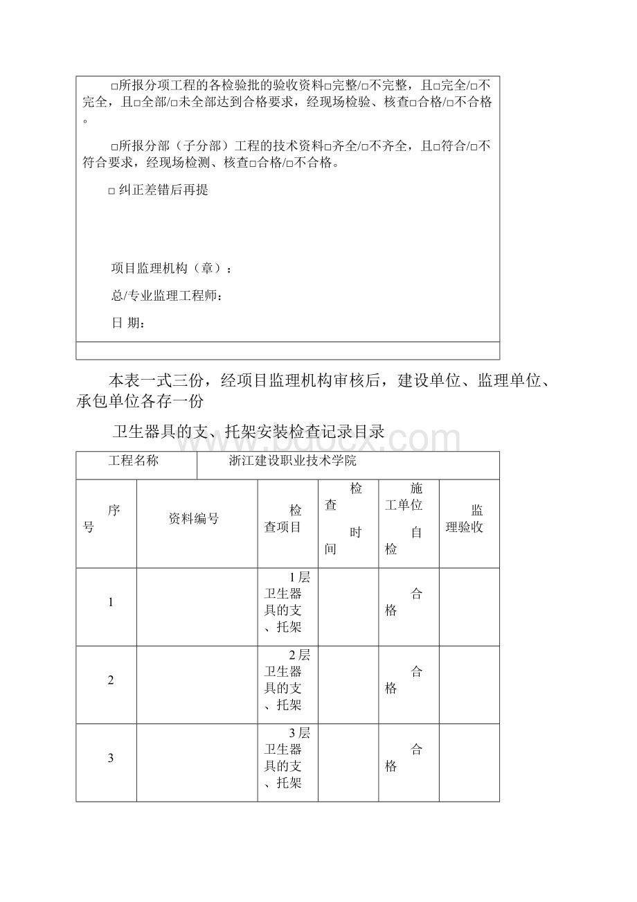 卫生器具的支托架防腐与安装隐蔽工程检查记录.docx_第2页