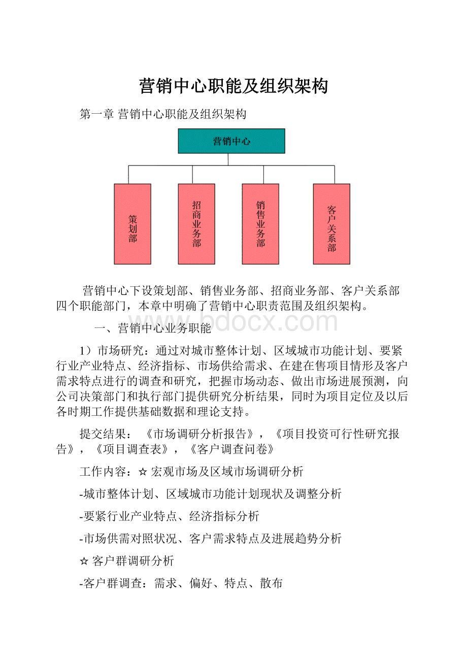 营销中心职能及组织架构.docx