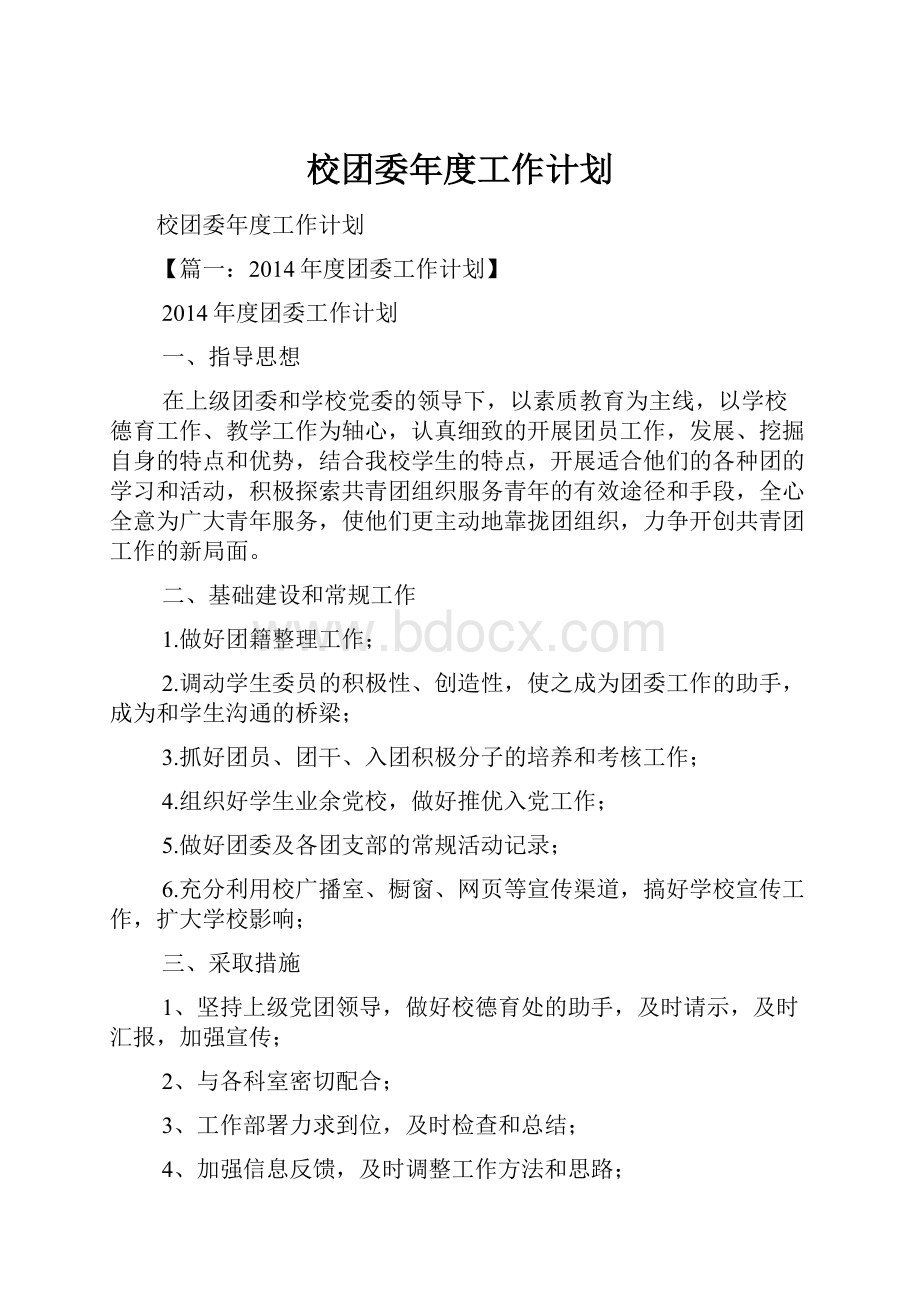 校团委年度工作计划.docx