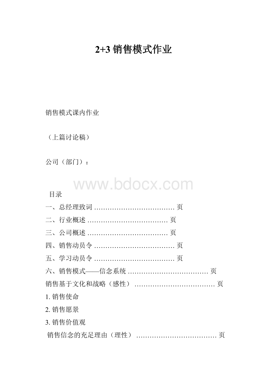 2+3销售模式作业.docx