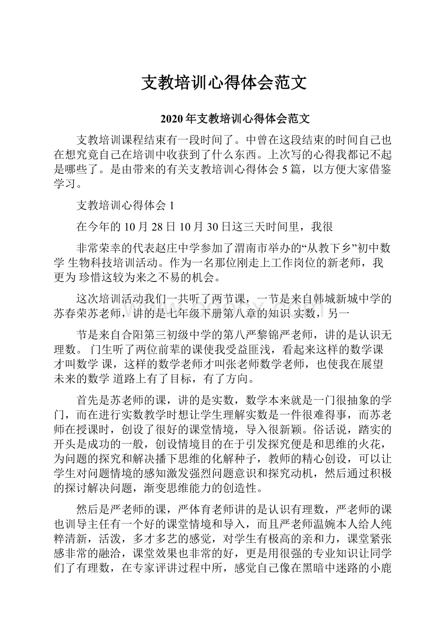 支教培训心得体会范文.docx