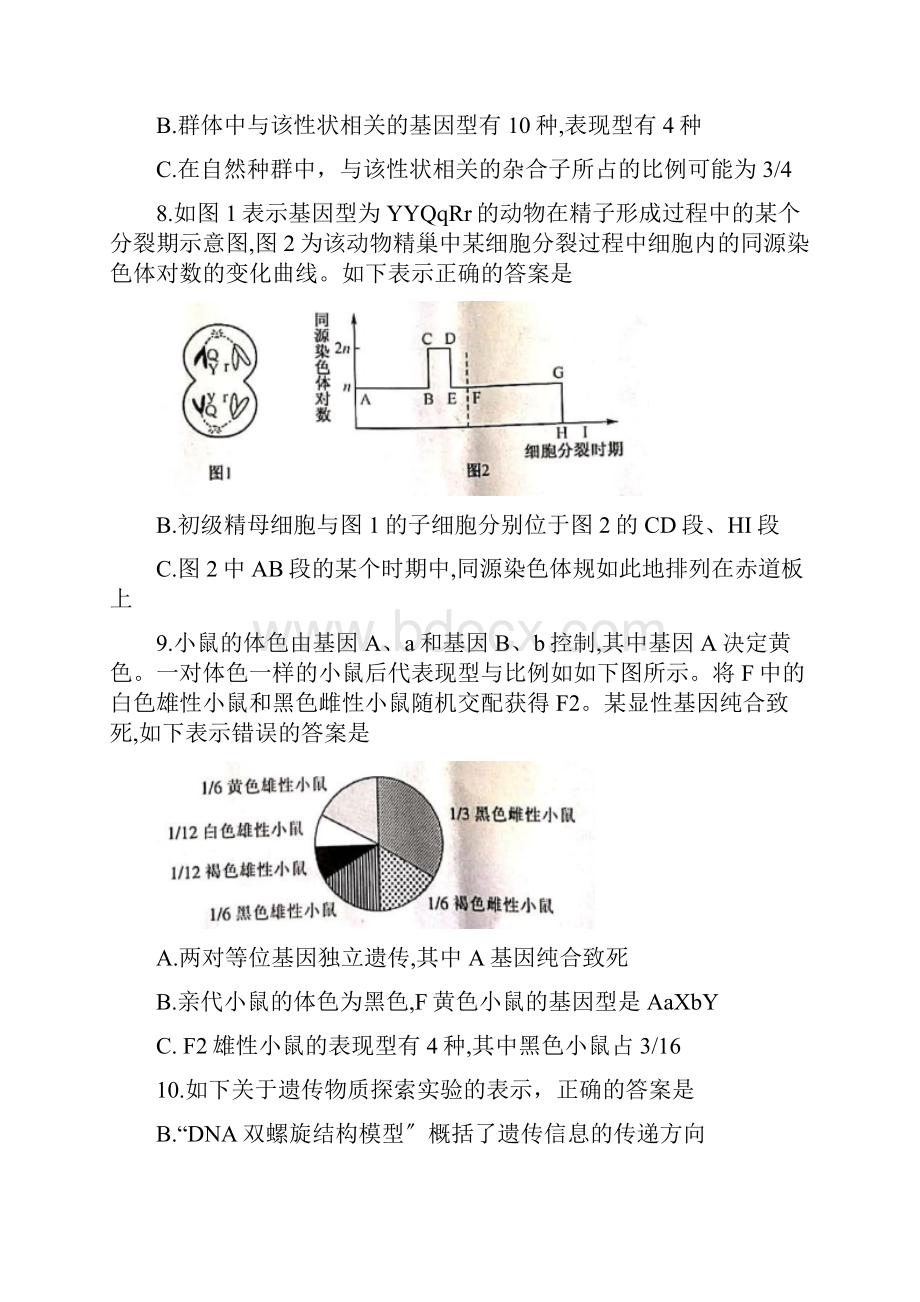 河南省九师联盟届高三生物上学期摸底考巩固卷.docx_第3页