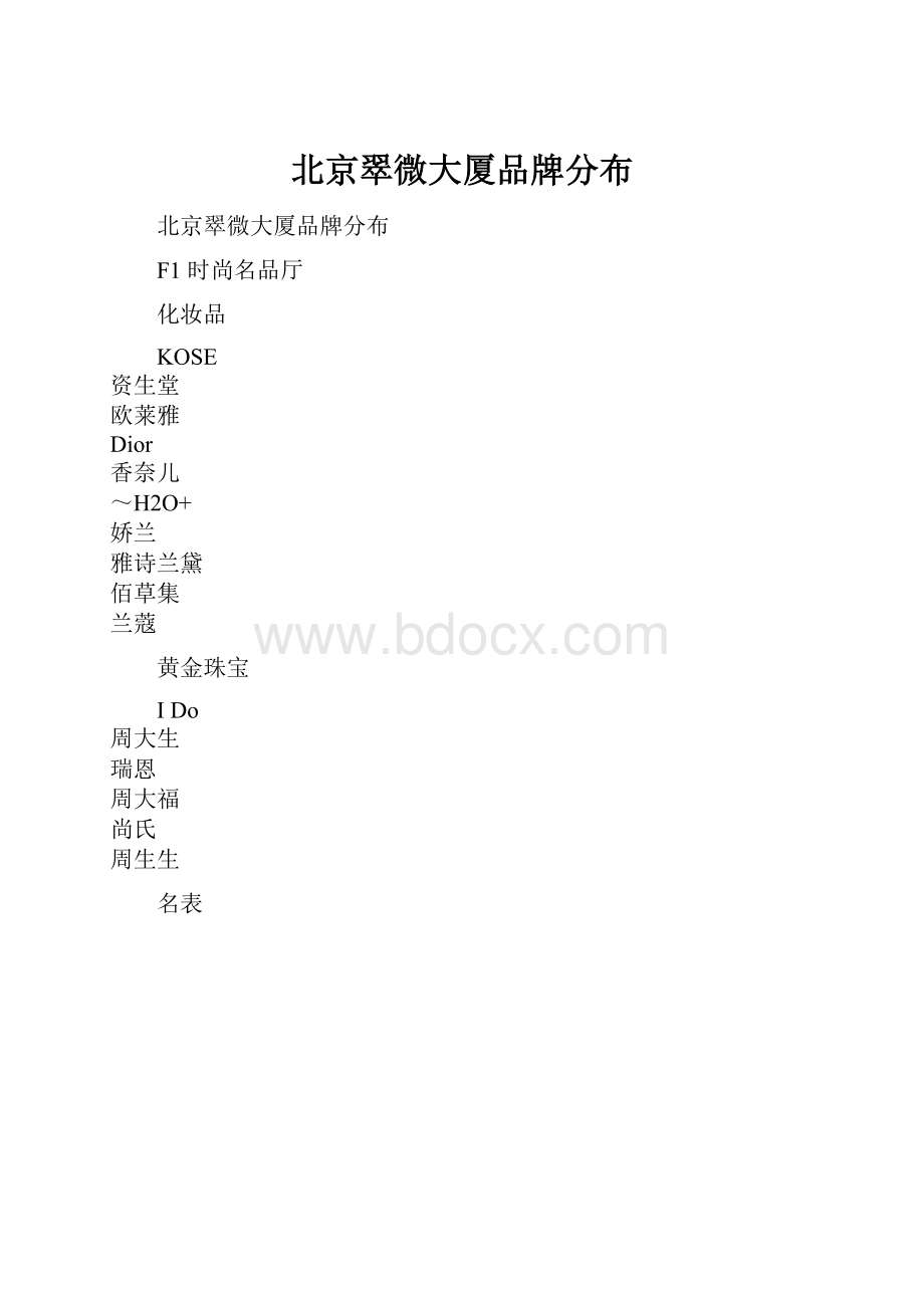 北京翠微大厦品牌分布.docx