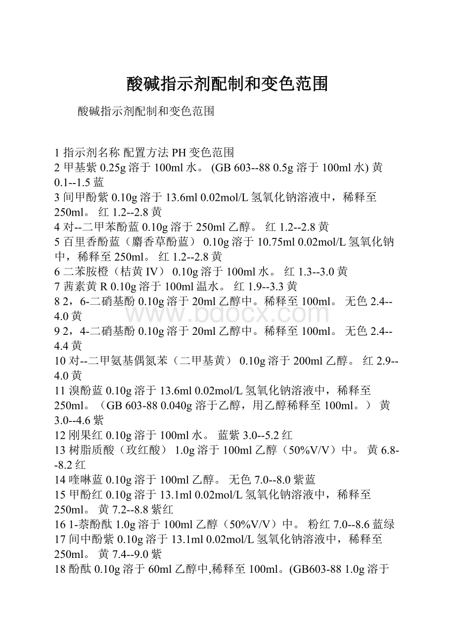 酸碱指示剂配制和变色范围.docx