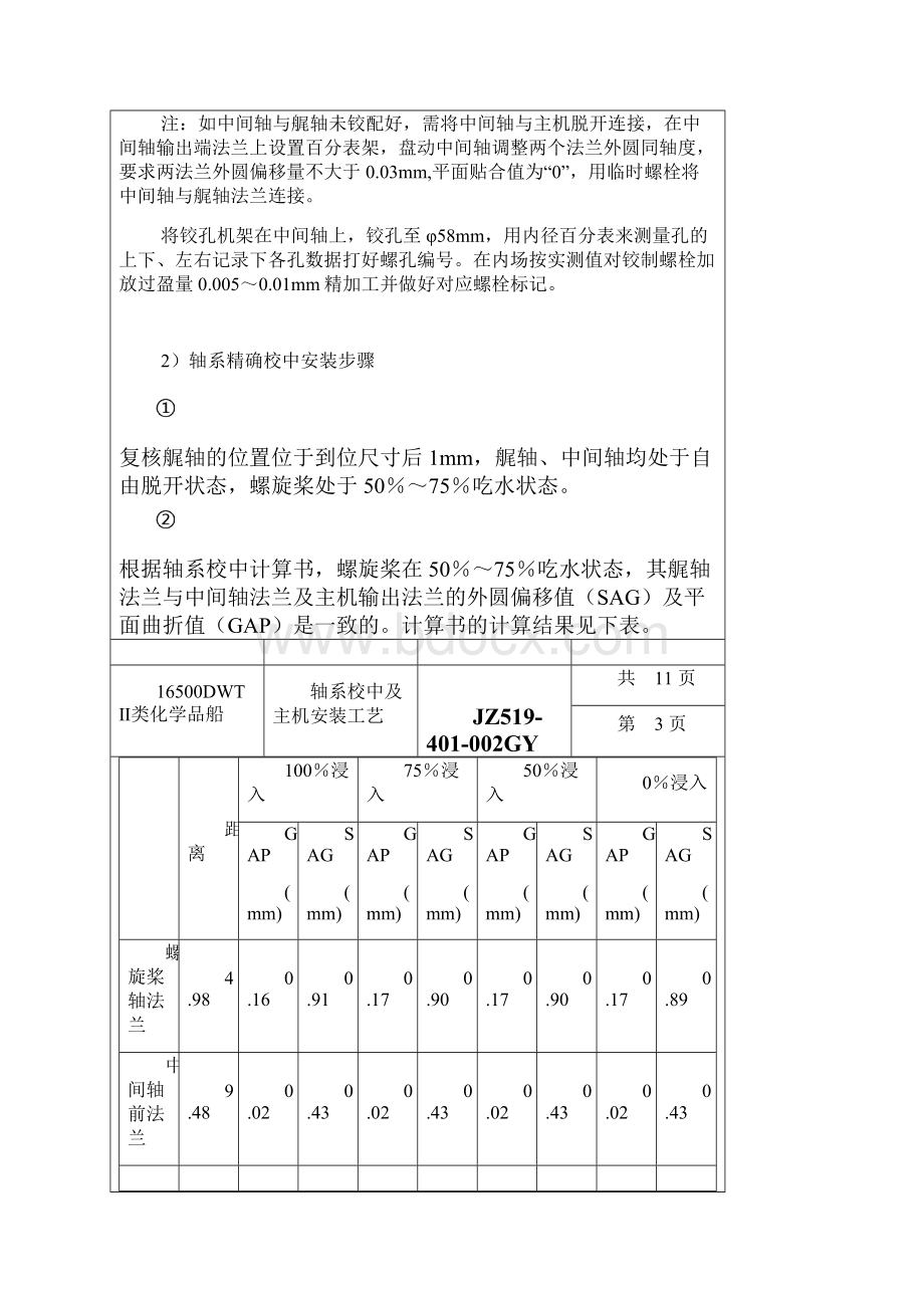 16500DWTⅡ类船轴系校中及主机安装工艺.docx_第3页