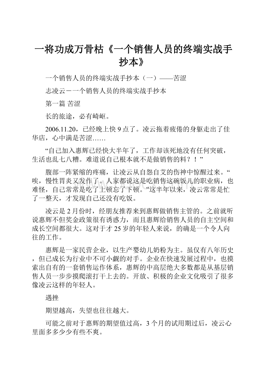 一将功成万骨枯《一个销售人员的终端实战手抄本》.docx_第1页