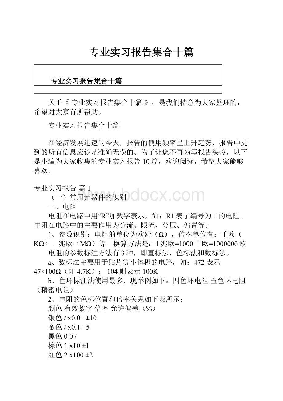 专业实习报告集合十篇.docx