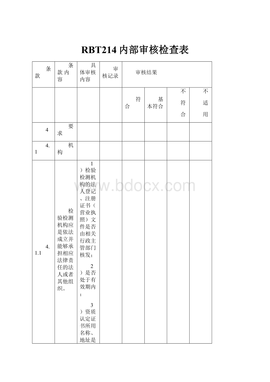 RBT214内部审核检查表.docx