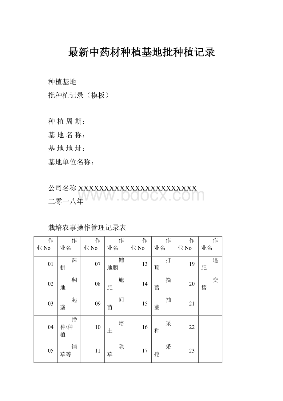 最新中药材种植基地批种植记录.docx