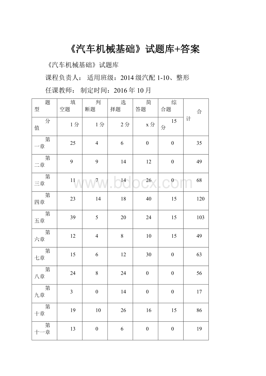 《汽车机械基础》试题库+答案.docx_第1页