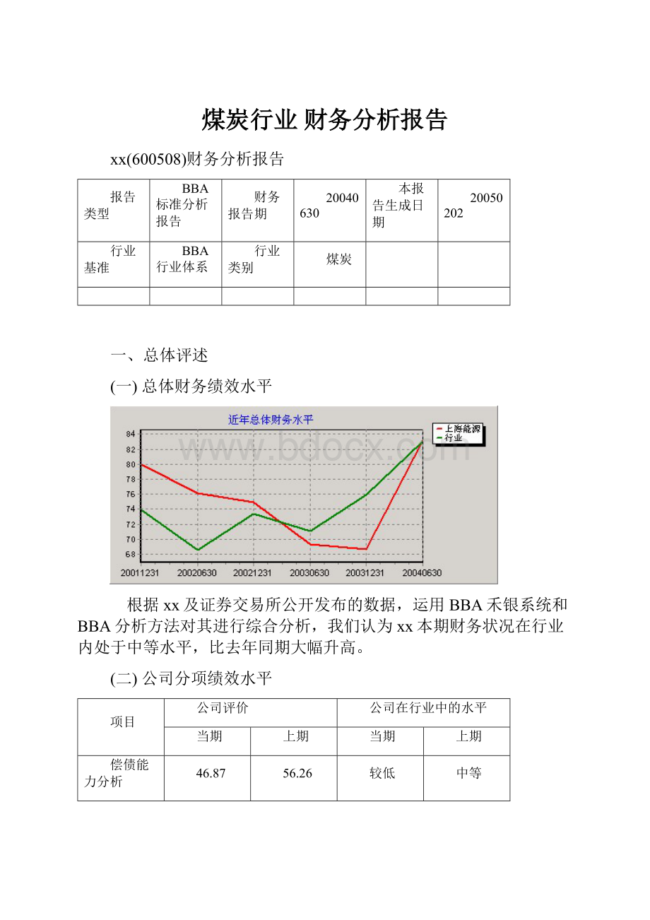 煤炭行业 财务分析报告.docx