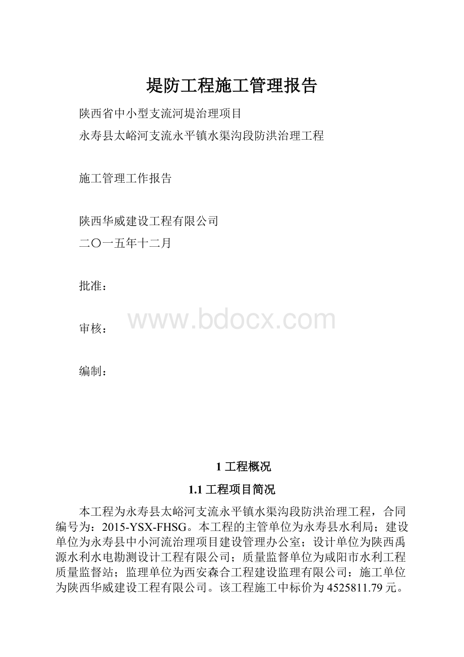 堤防工程施工管理报告.docx