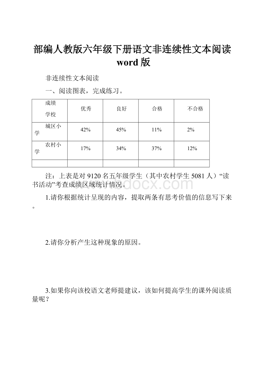 部编人教版六年级下册语文非连续性文本阅读word版.docx