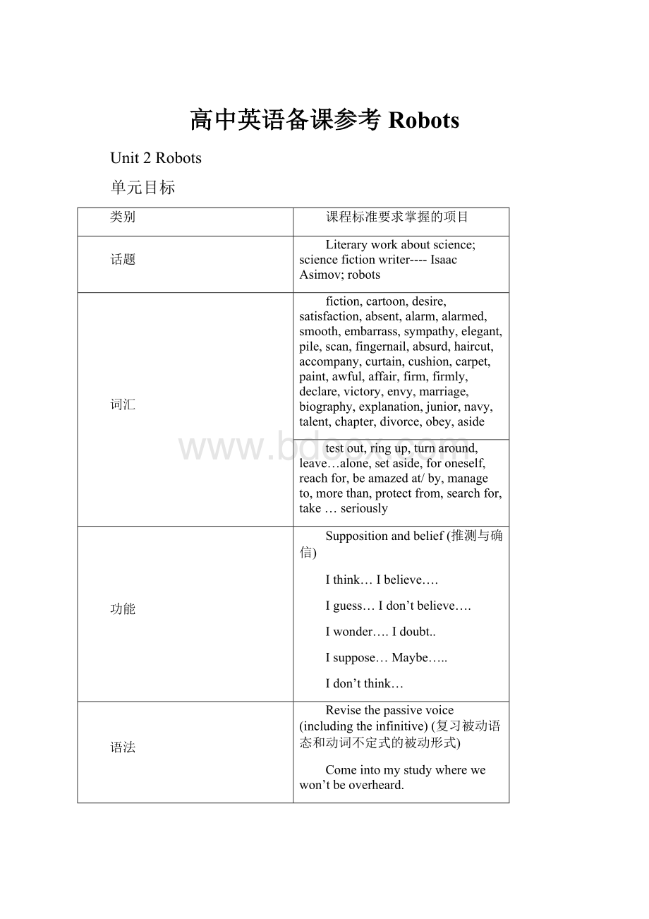 高中英语备课参考 Robots.docx_第1页