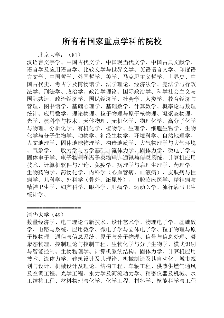 所有有国家重点学科的院校.docx