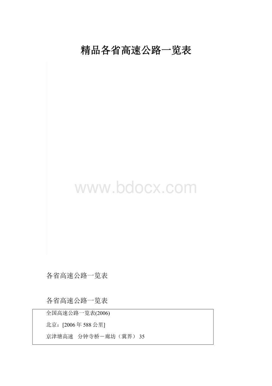 精品各省高速公路一览表.docx