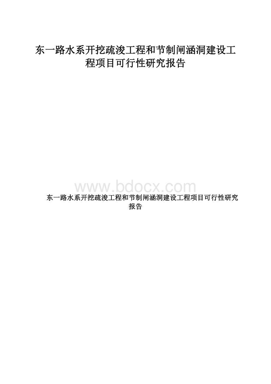 东一路水系开挖疏浚工程和节制闸涵洞建设工程项目可行性研究报告.docx