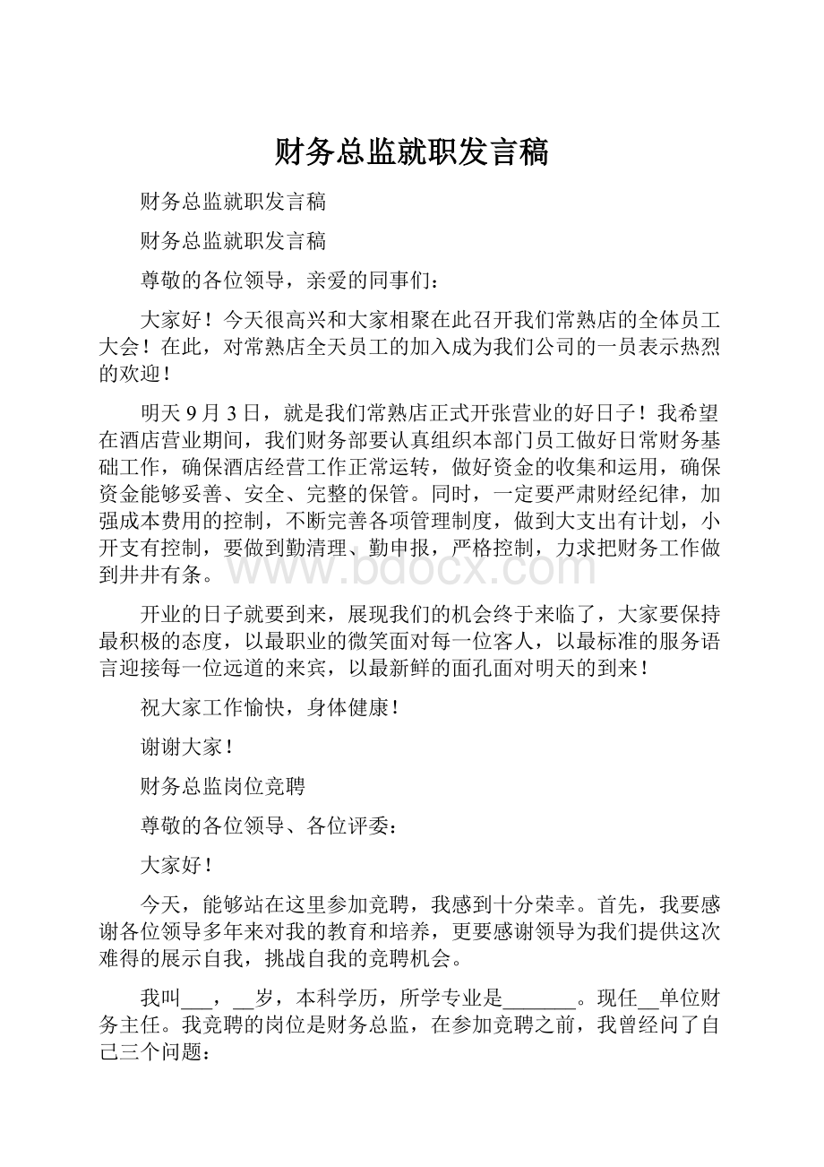 财务总监就职发言稿.docx