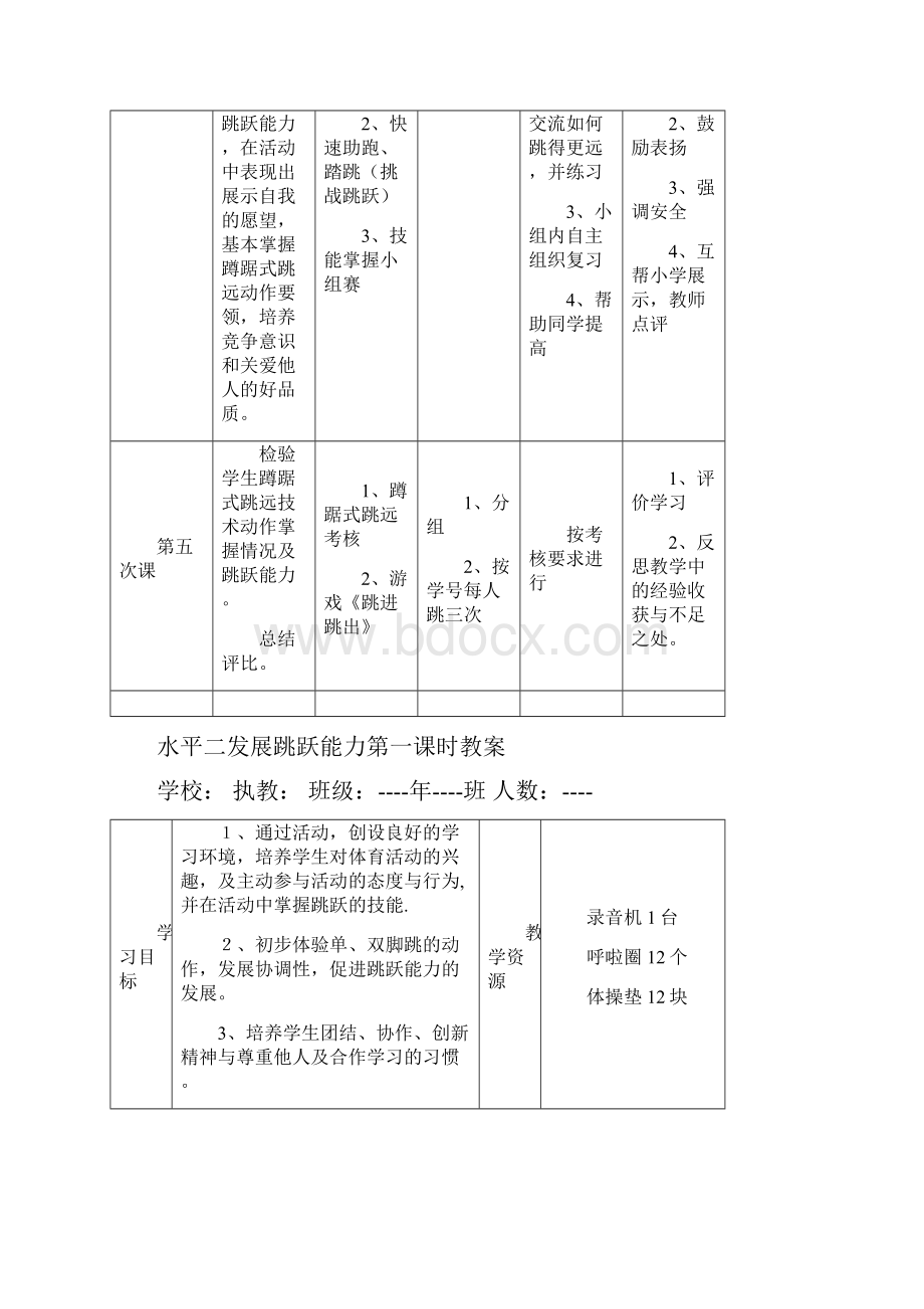 水平二发展跳跃能力单元教学计划.docx_第3页