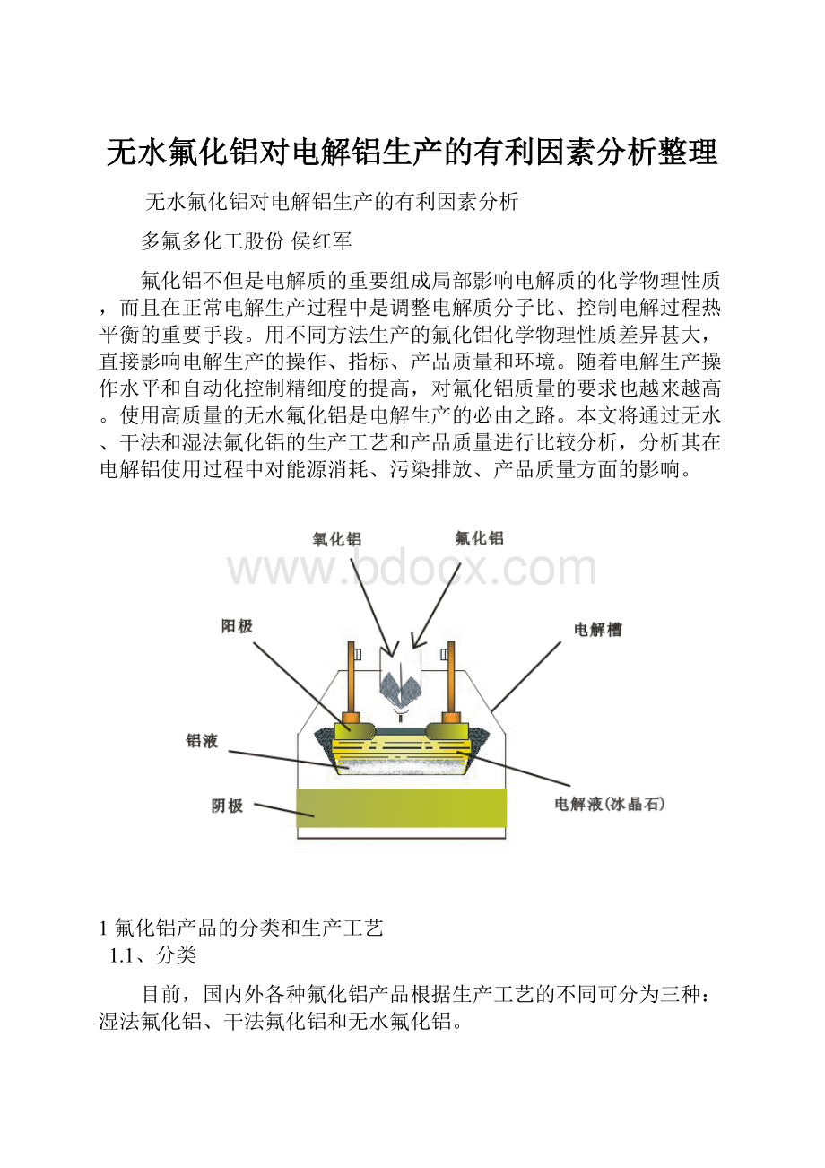 无水氟化铝对电解铝生产的有利因素分析整理.docx