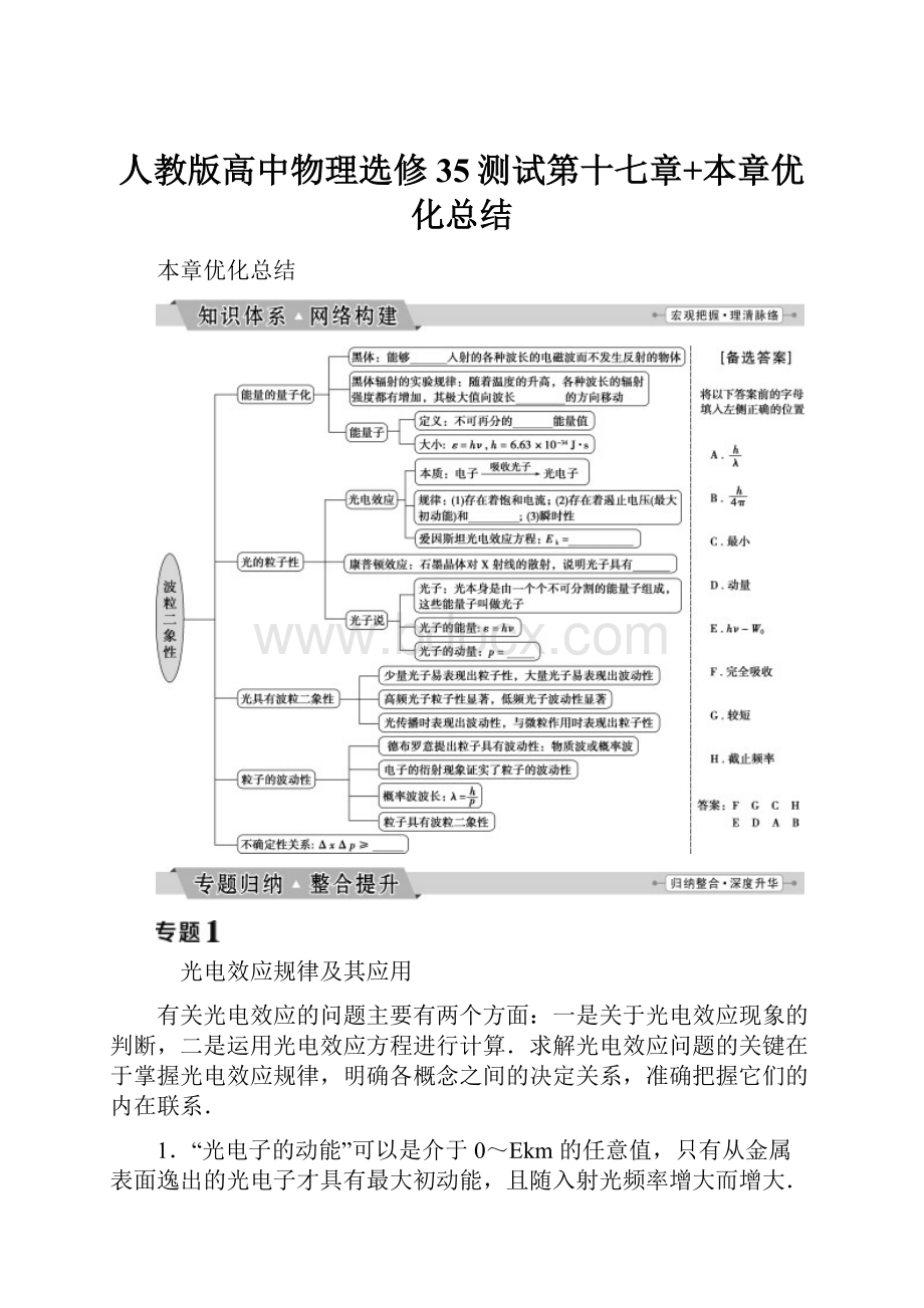 人教版高中物理选修35测试第十七章+本章优化总结.docx