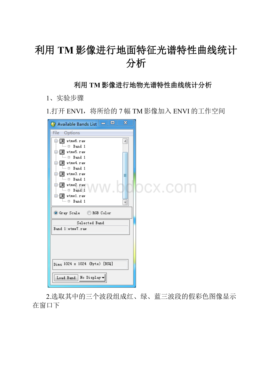 利用TM影像进行地面特征光谱特性曲线统计分析.docx