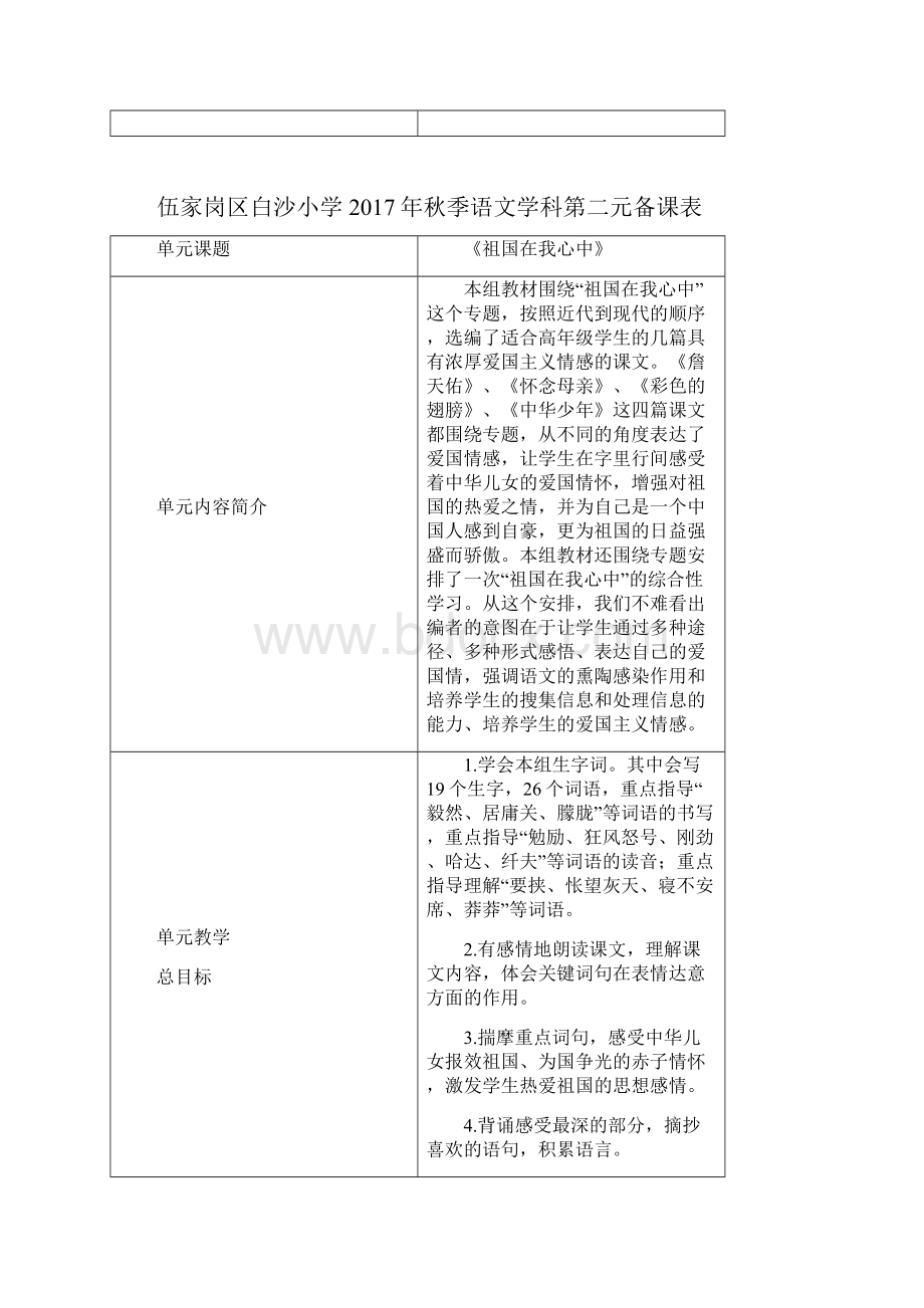 秋六上语文一到八单元备课表.docx_第3页