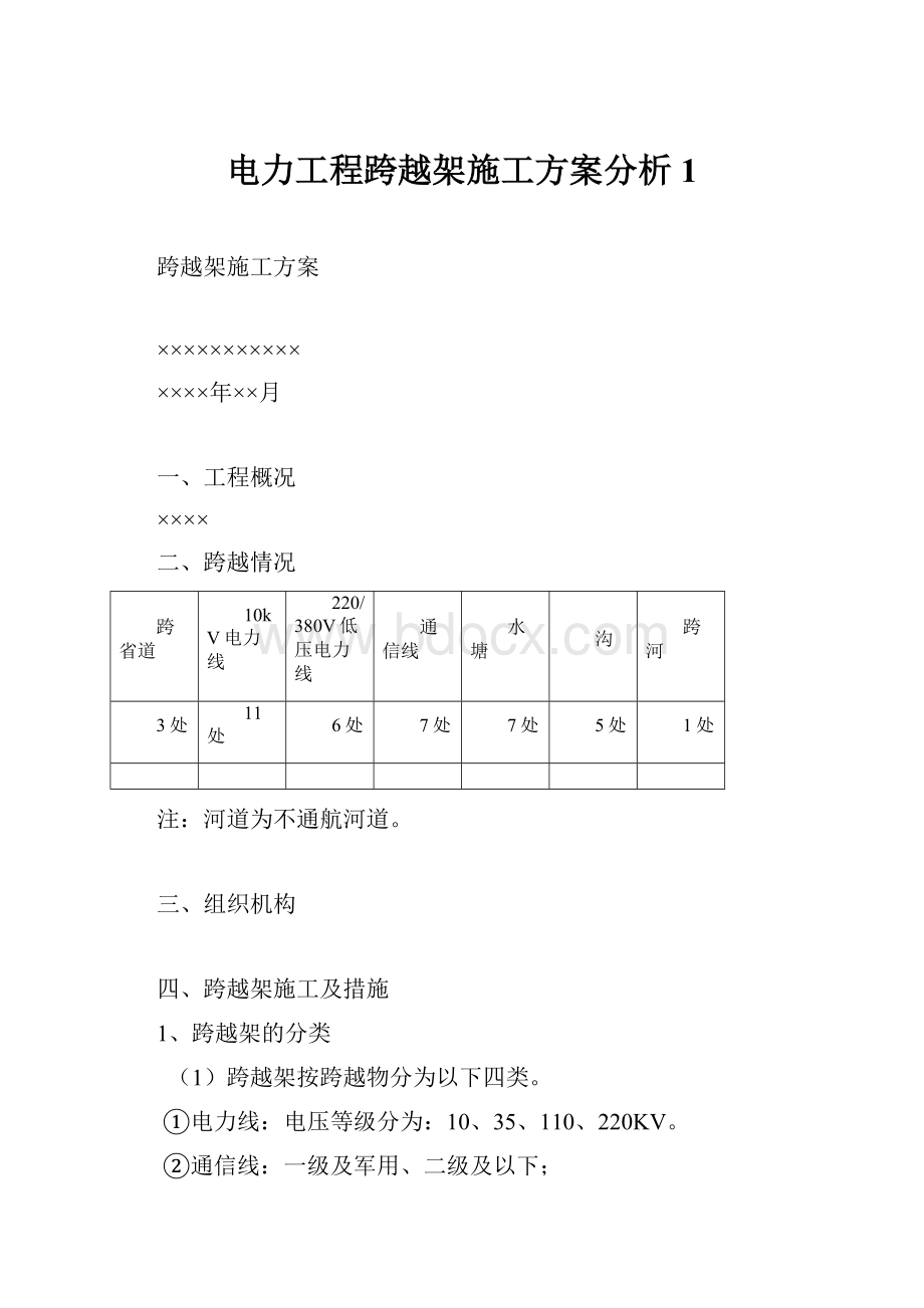 电力工程跨越架施工方案分析1.docx_第1页