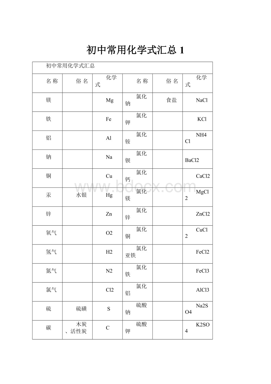 初中常用化学式汇总1.docx