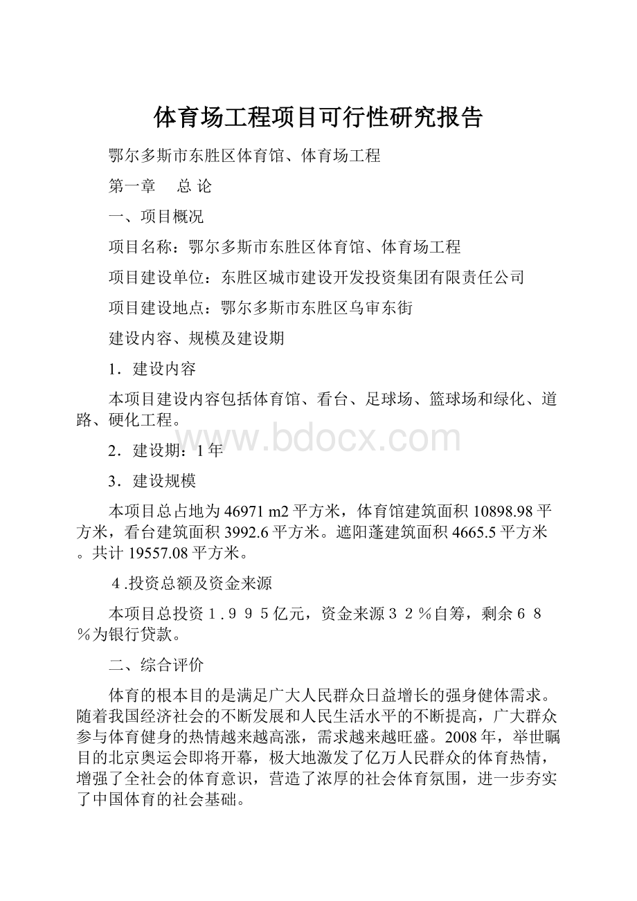 体育场工程项目可行性研究报告.docx