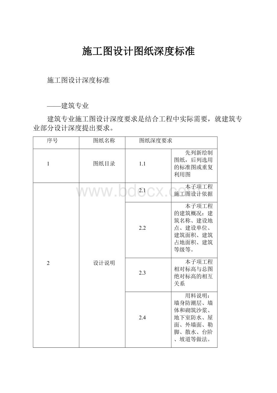 施工图设计图纸深度标准.docx