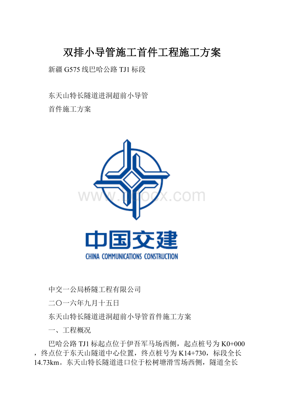 双排小导管施工首件工程施工方案.docx