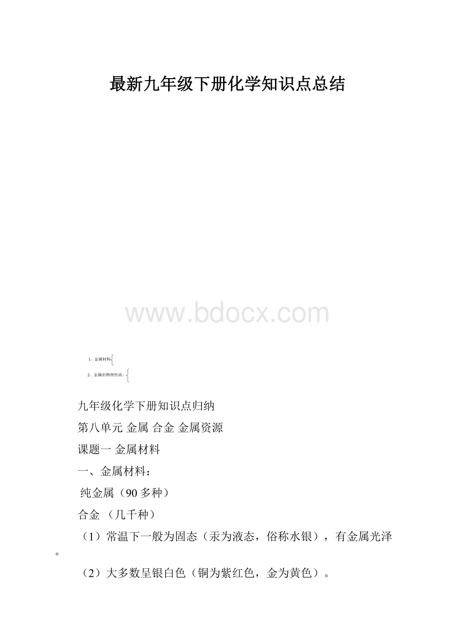 最新九年级下册化学知识点总结.docx