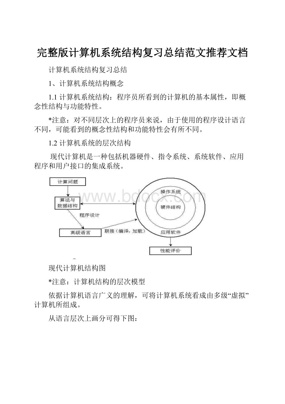 完整版计算机系统结构复习总结范文推荐文档.docx_第1页