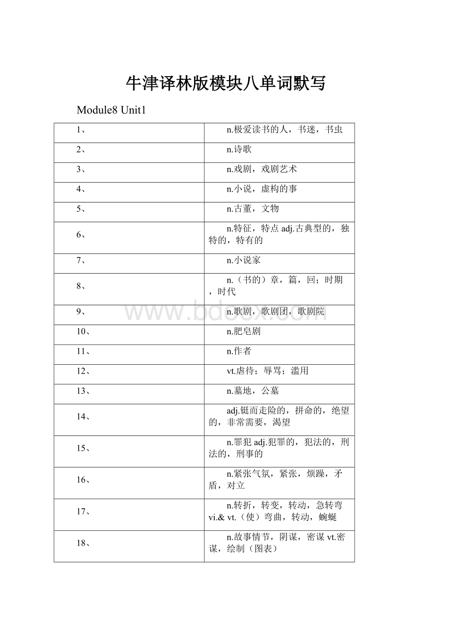 牛津译林版模块八单词默写.docx