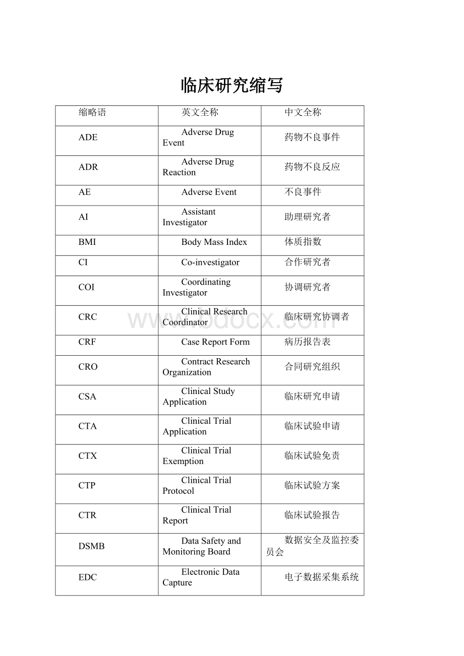 临床研究缩写.docx_第1页