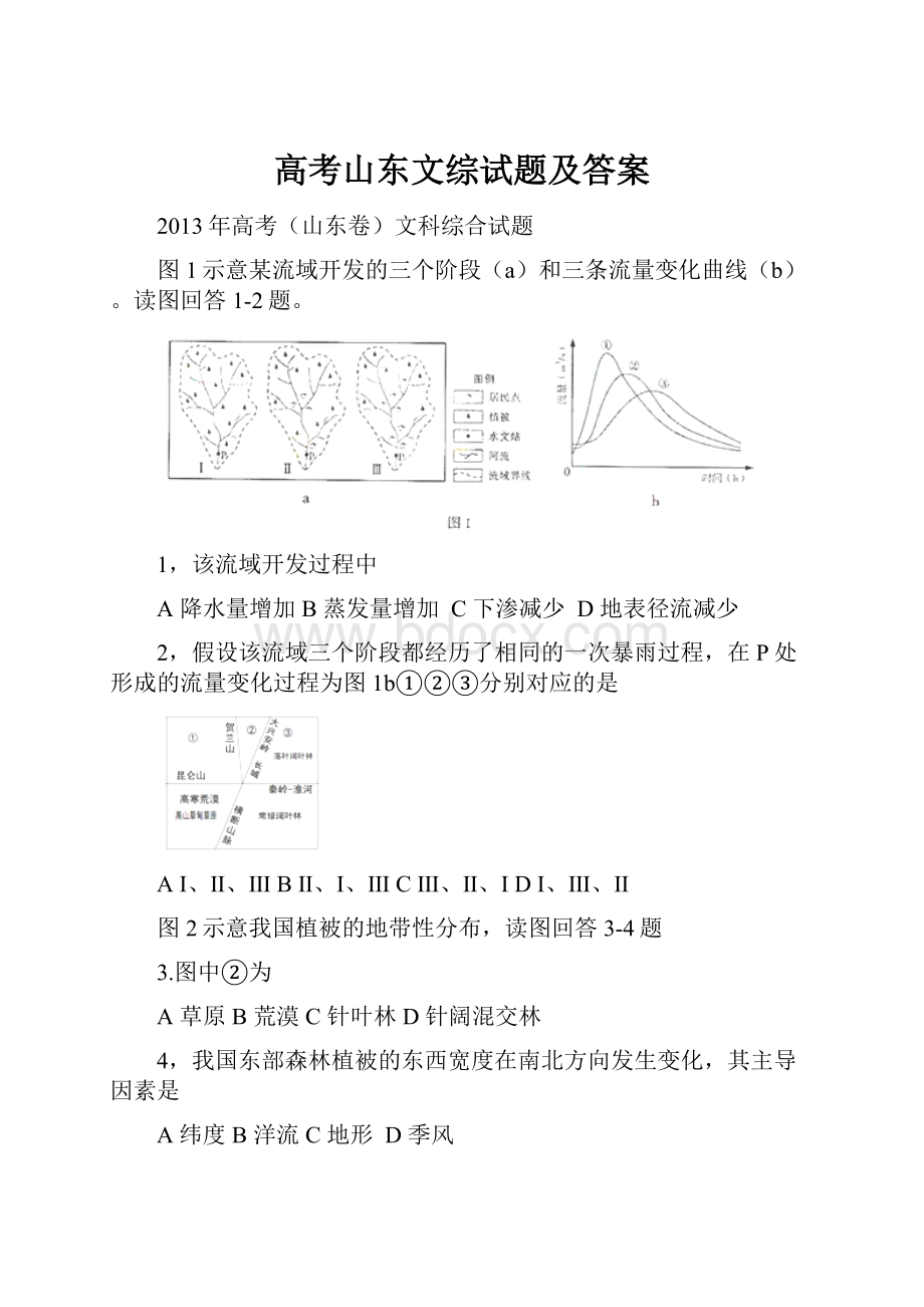 高考山东文综试题及答案.docx_第1页