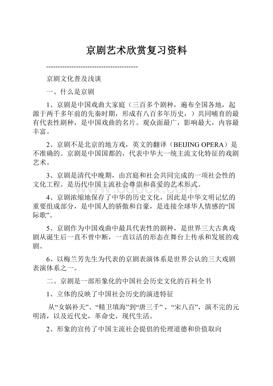 京剧艺术欣赏复习资料.docx_第1页