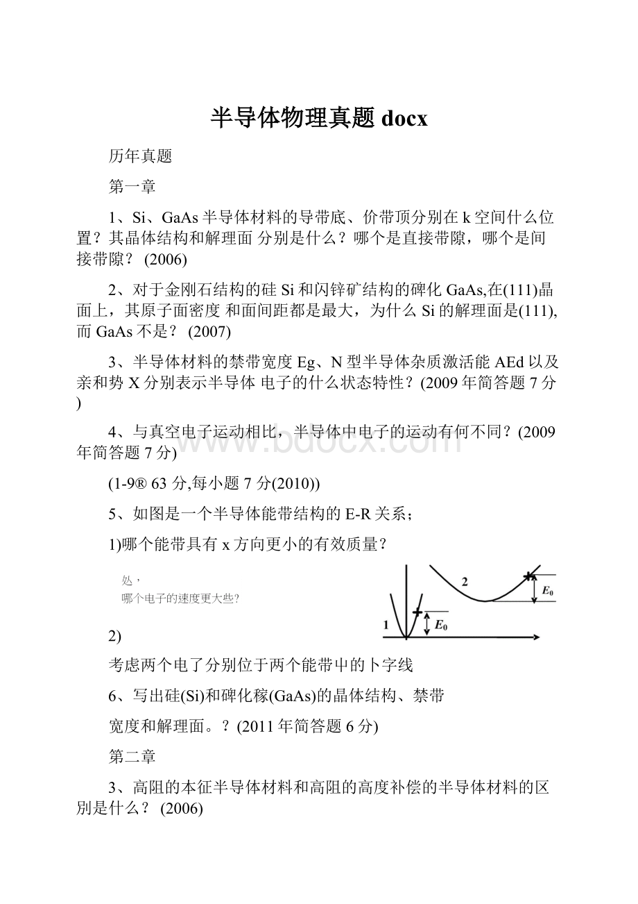 半导体物理真题docx.docx_第1页