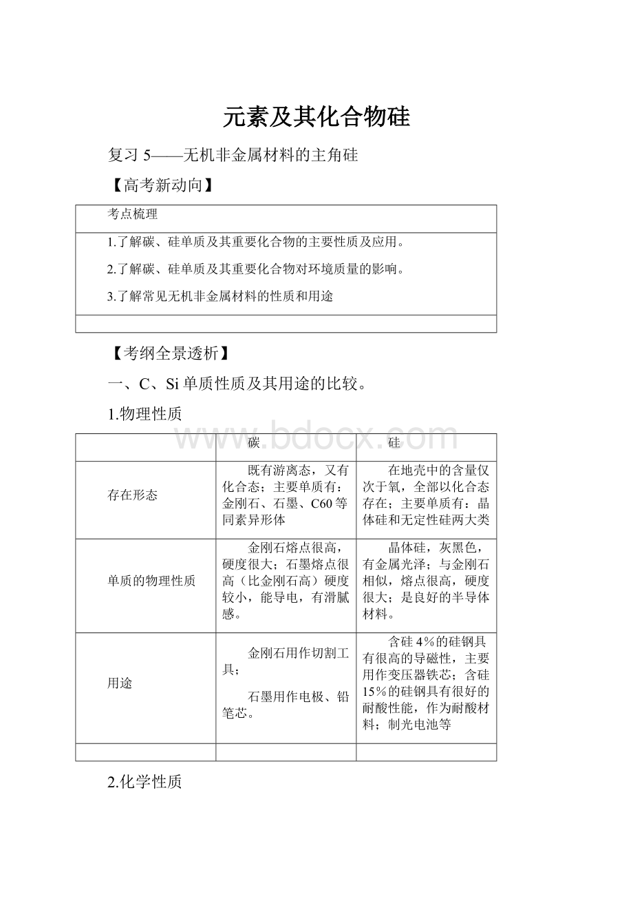 元素及其化合物硅.docx